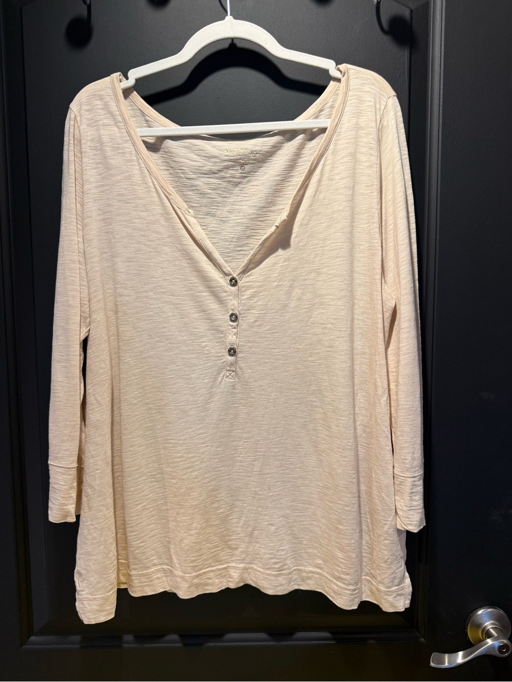 Lilly Pulitzer Light creamy peach Slub-Knit Henley Long Sleeve Top